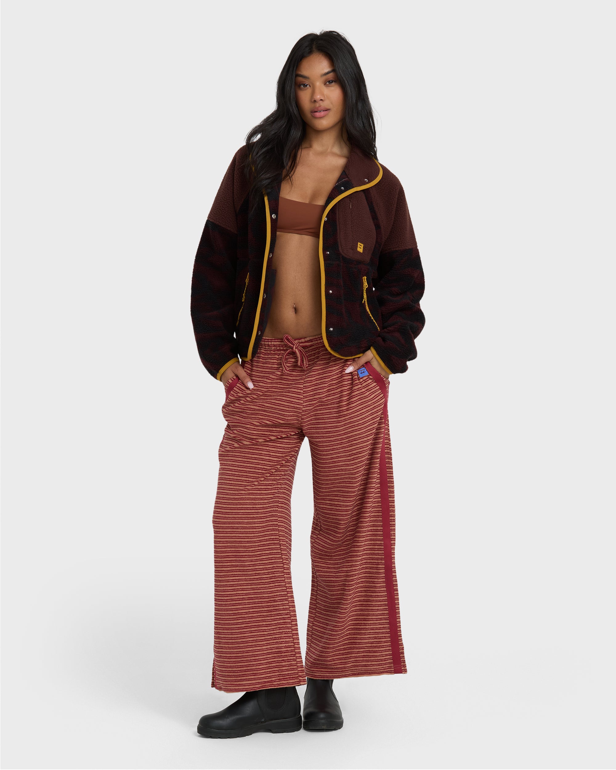 A/Div Popoyo Snap Up Sherpa Fleece Jacket - Teak | Billabong
