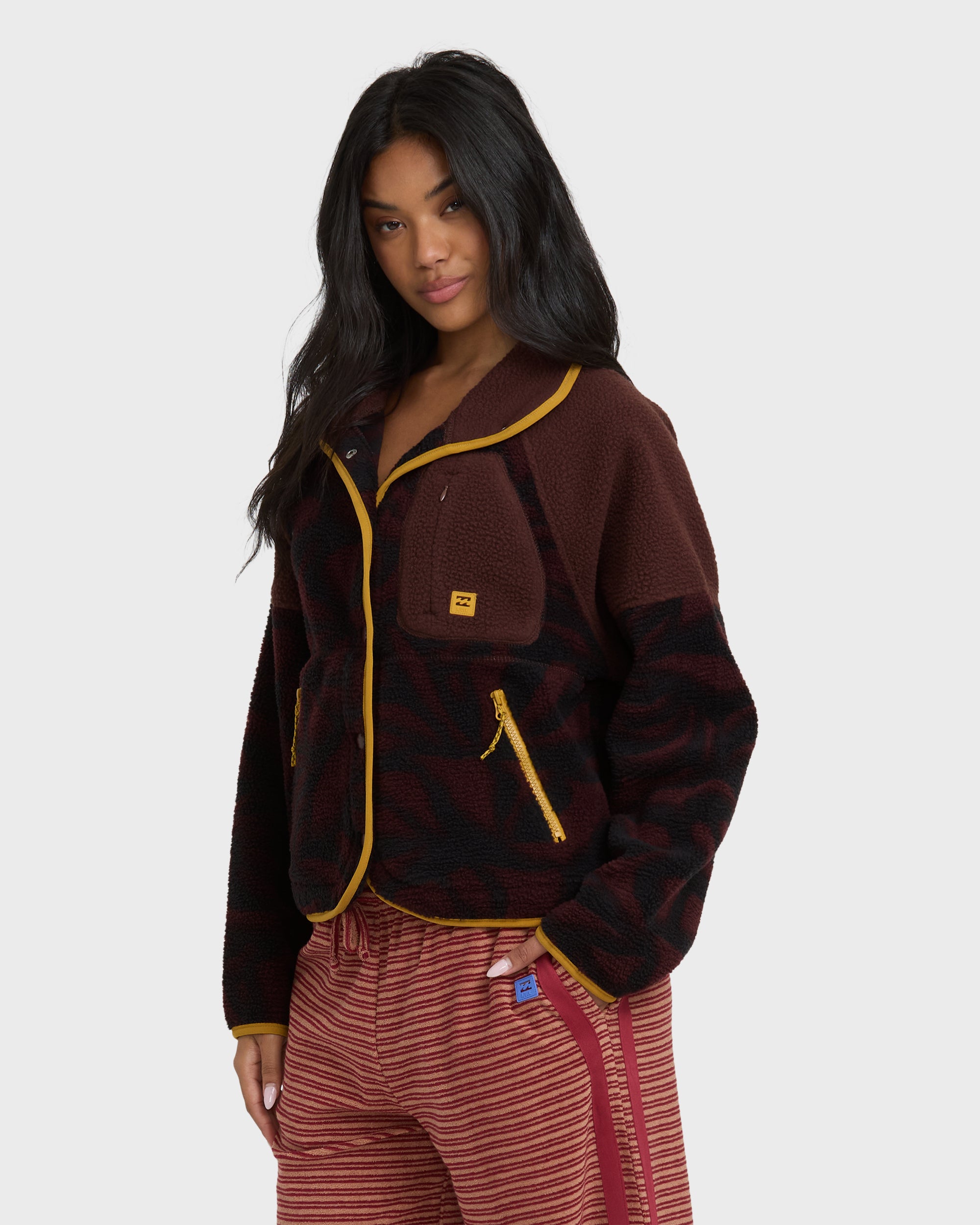 A/Div Popoyo Snap Up Fleece Jacket - Teak | Billabong