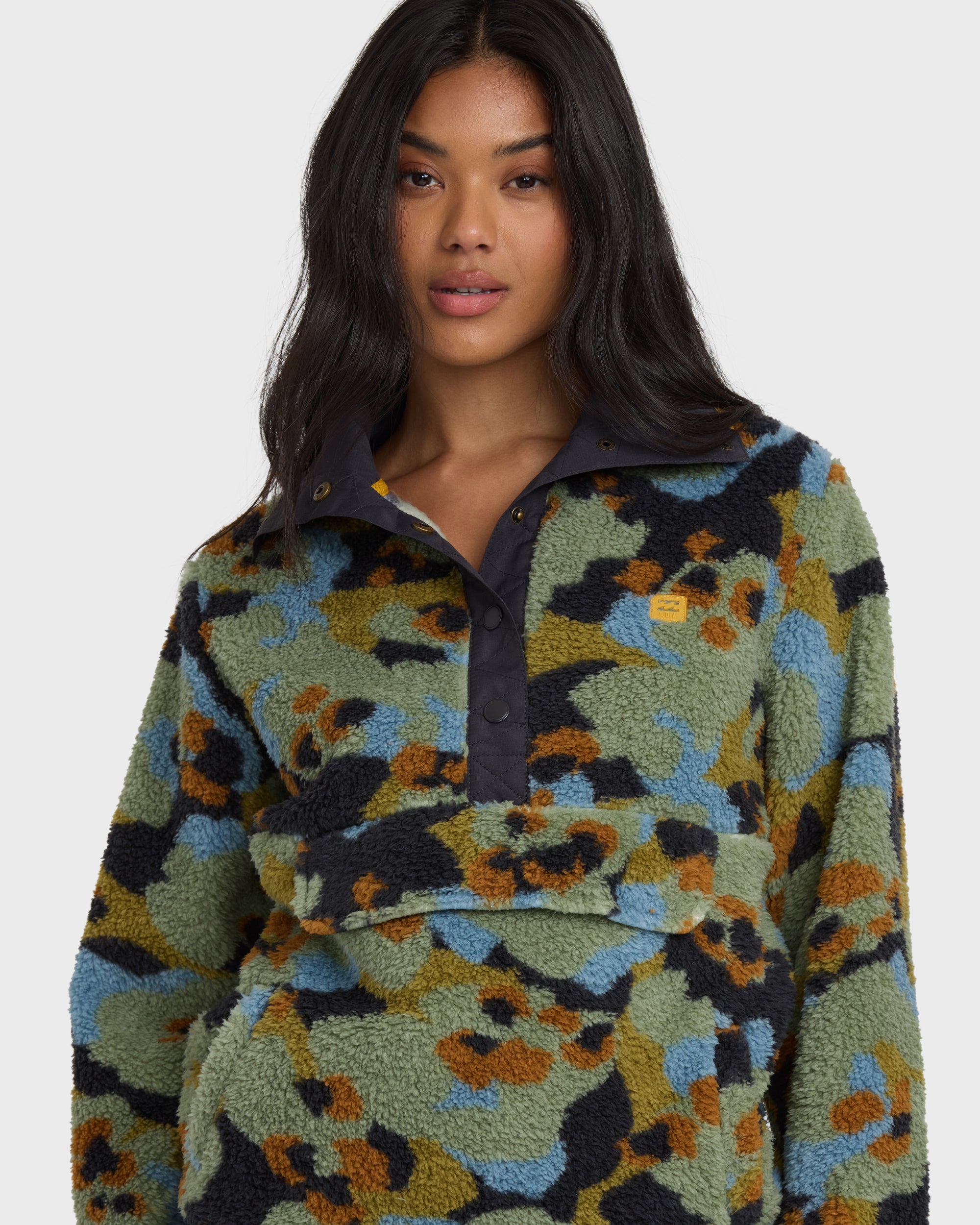 たー　　　　　　　　　　　　　　　　　　　　BILLABONG A/Div Switchback Pullover Half Snap Sherpa Fleece - Dusty Green