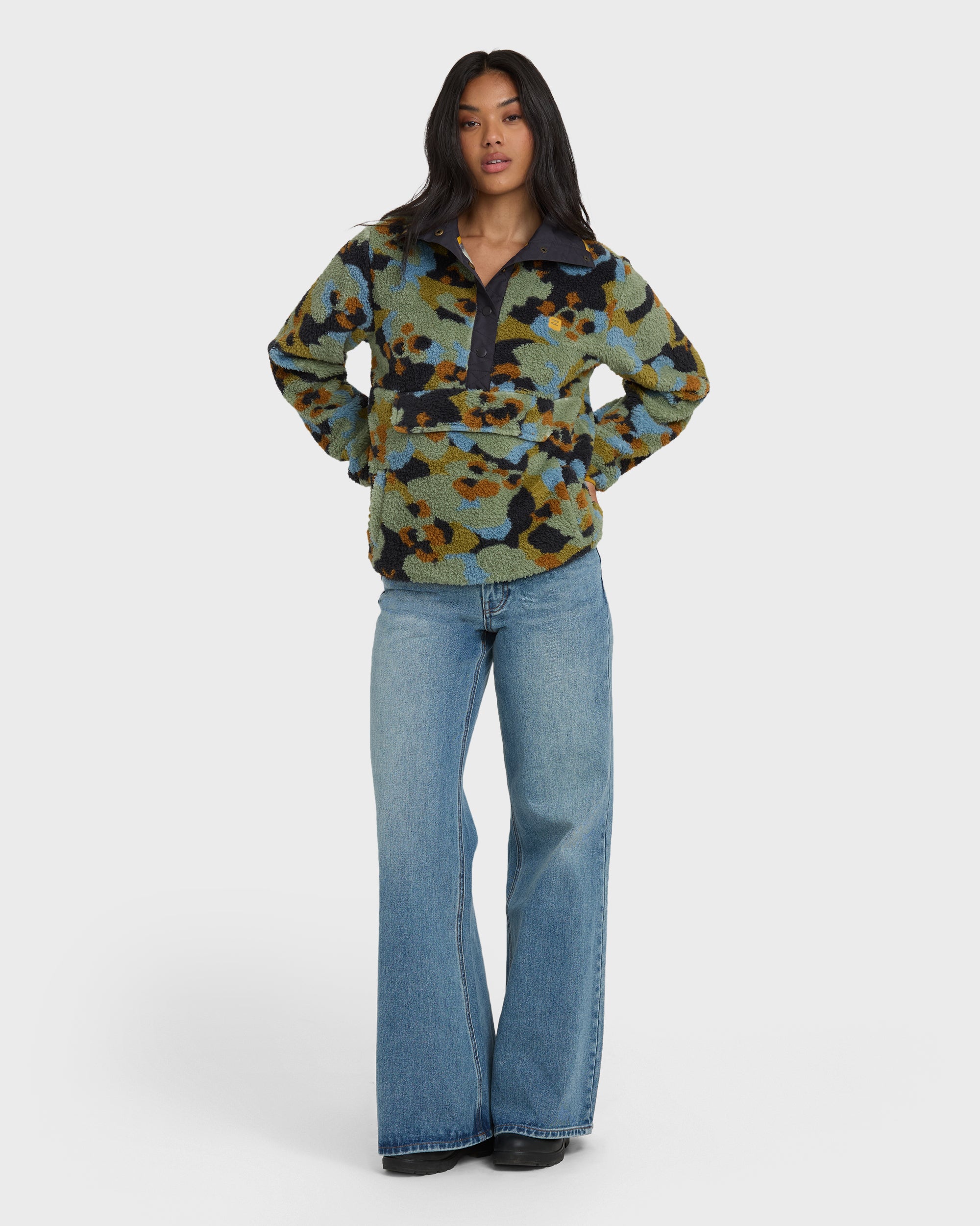 A/Div Switchback Pullover Half Snap Sherpa Fleece - Dusty Green