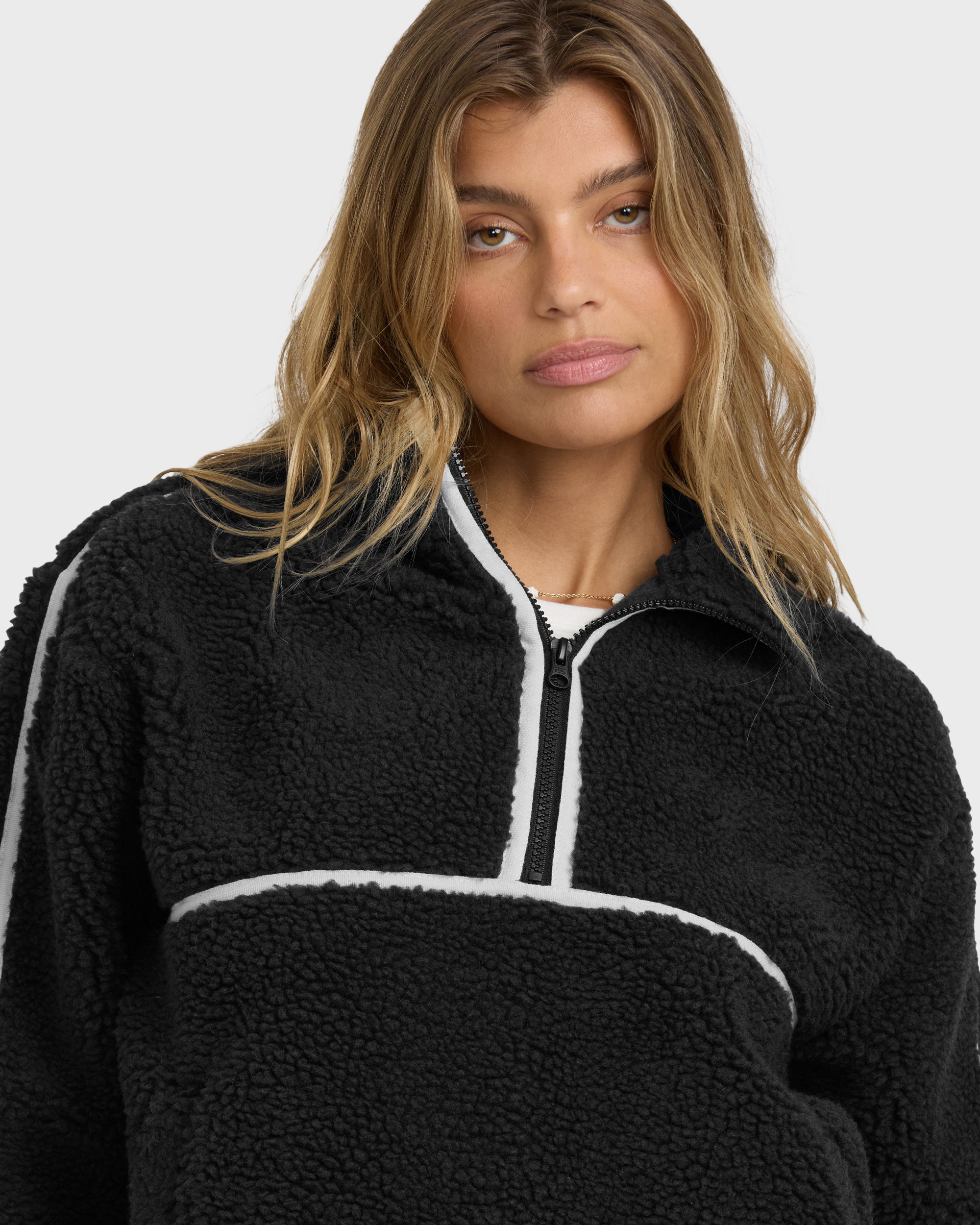 Getting Warm Sherpa Half Zip - Black Sands | Billabong