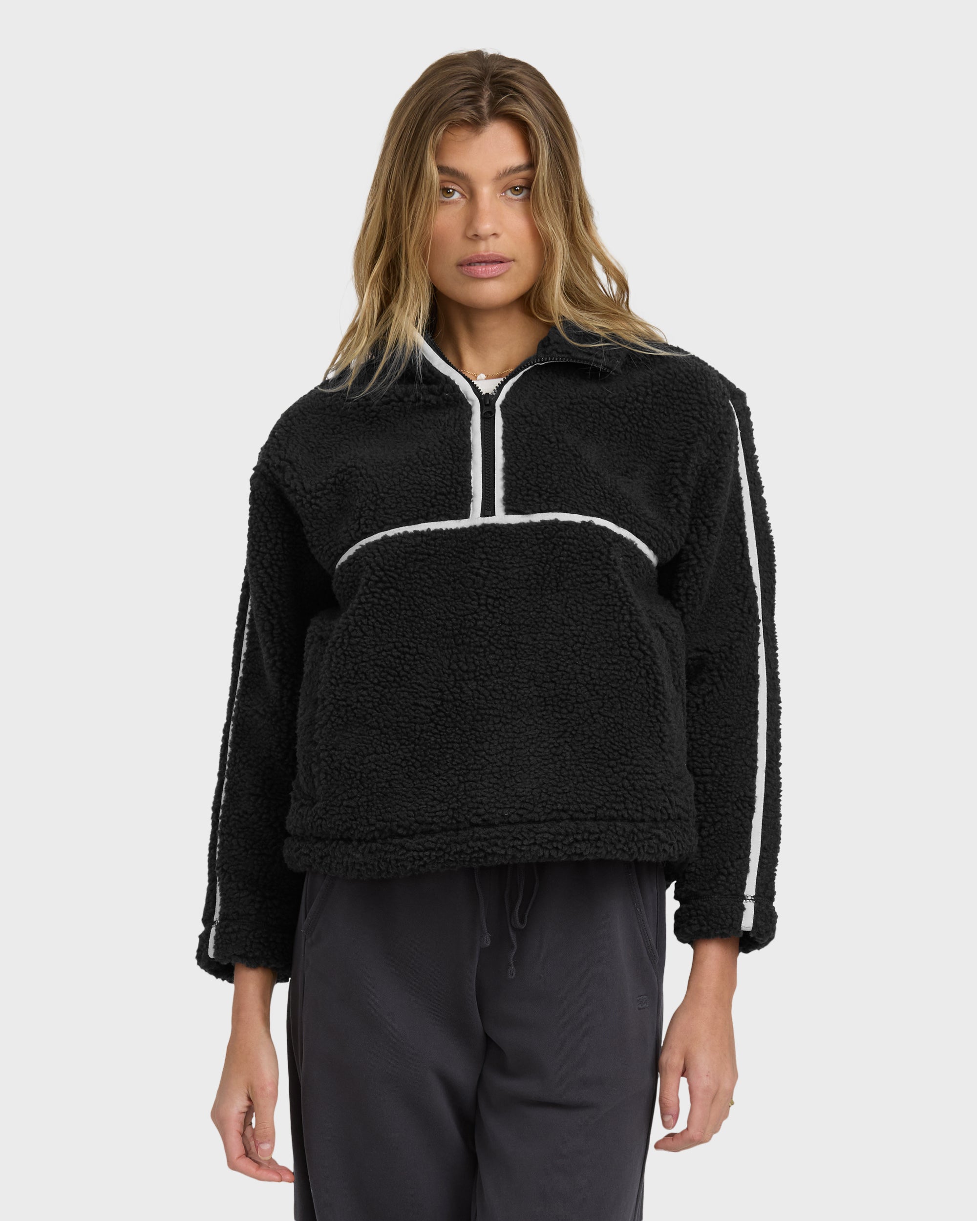 Getting Warm Sherpa Half Zip - Black Sands | Billabong