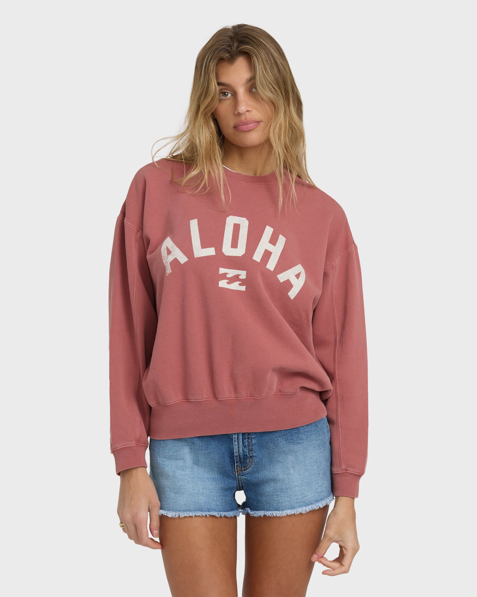Mono Aloha Kendal Crewneck Sweatshirt - Dark Coral | Billabong
