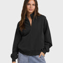 The Avery Zip Sweatshirt - Black Sands