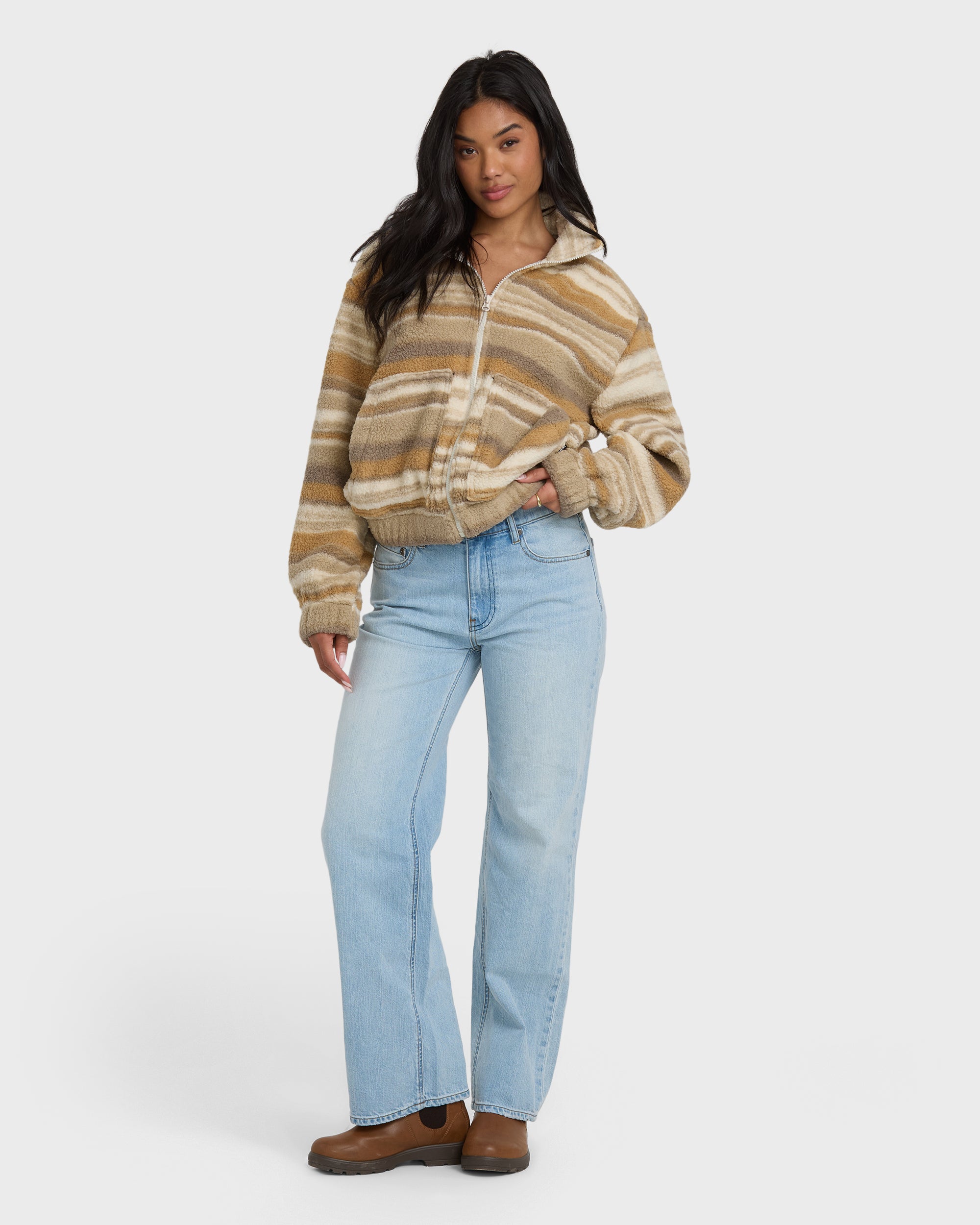 First Light Sherpa Front Zip Fleece - Coyote | Billabong