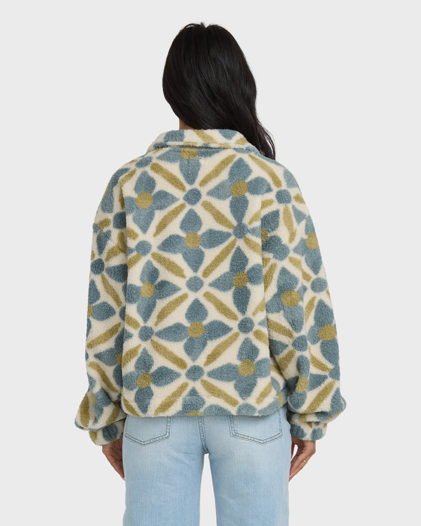 All The Time Sherpa Half Zip Sweatshirt - Mineral Blue