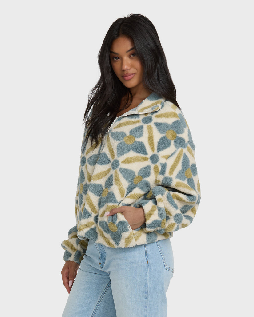 All The Time Sherpa Half Zip Sweatshirt - Mineral Blue