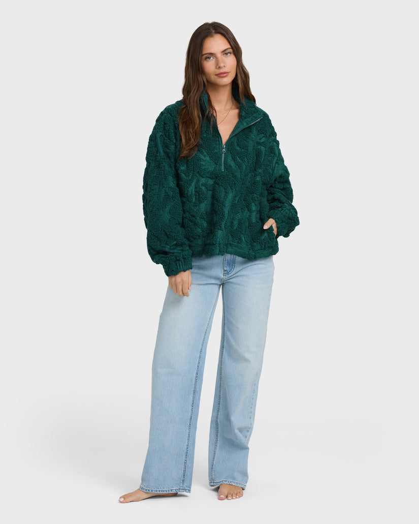 All The Time Sherpa Half Zip Sweatshirt - Spruce Green