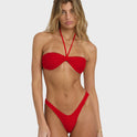 Twisted Tides Halter Bandeau Bikini Top - Red Aloha