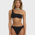 Laura Twisted Sun One-shoulder Tank Bikini Top - Black Pebble