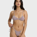 Mini Wave Check Teagan Bralette Bikini Top - Red Dahlia