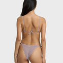 Mini Wave Check Low Tide Skimpy Bikini Bottom - Red Dahlia