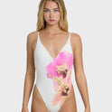 Sunny Shore Deep V One-piece Swimsuit - Salt Crystal