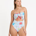 Lottie Hall Summer Bandeau One-piece Swimsuit - White Multi