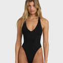 Sol Searcher Halter One-piece Swimsuit - Black Pebble