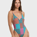 Patch It Up Deep V One-piece Swimsuit - Multi