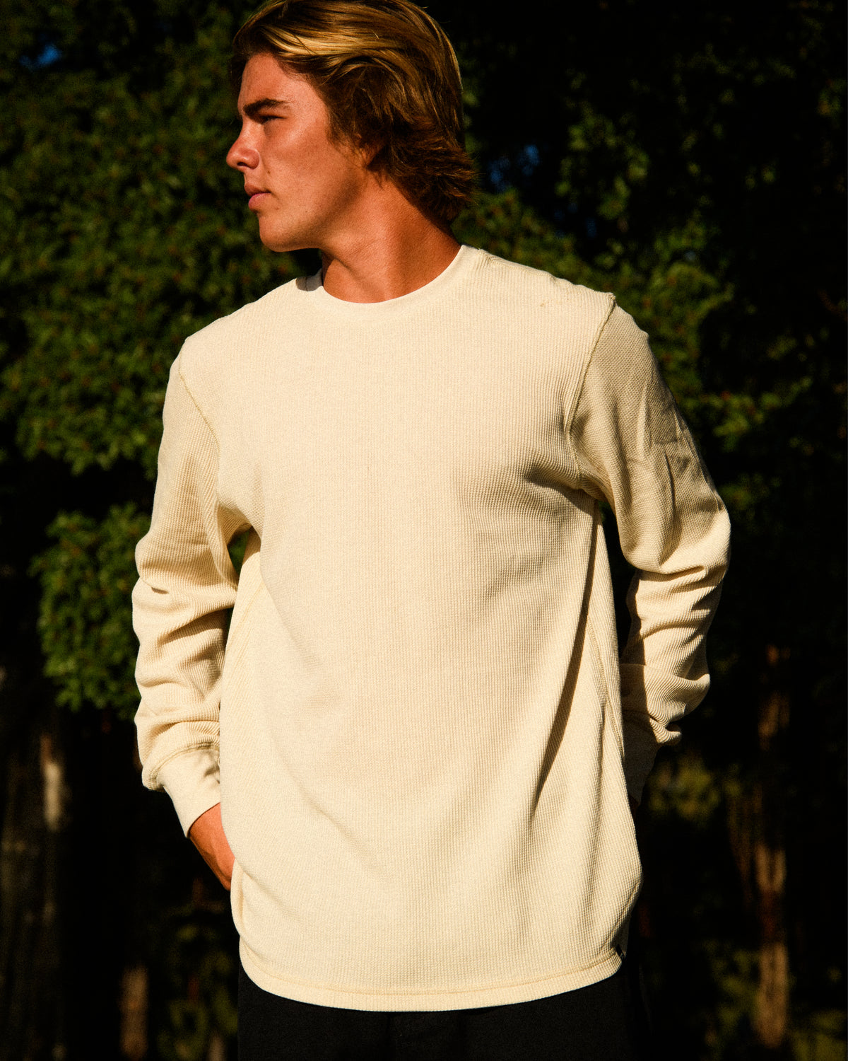 Essential Thermal Long Sleeve Knit T-Shirt - Oatmeal