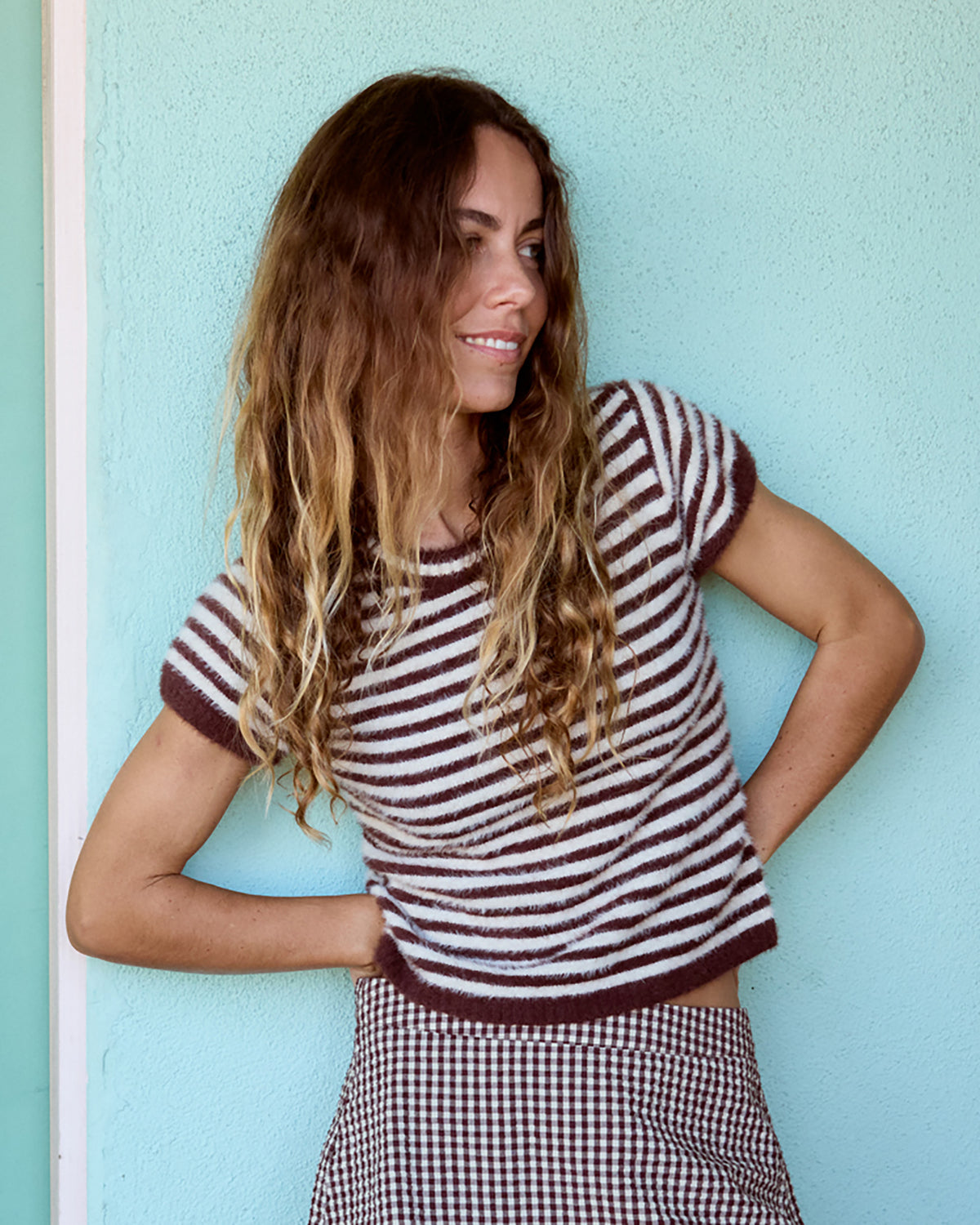 
Kate Short Sleeve Fleece Tee - Teak