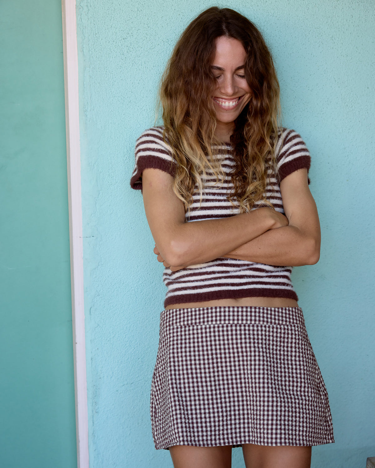 
Kate Short Sleeve Fleece Tee - Teak