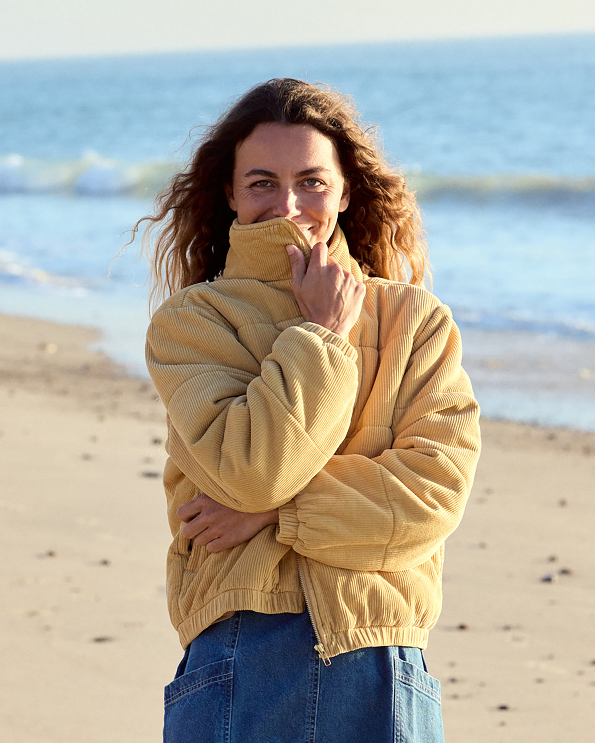 
Winter Waves Corduroy Bomber Jacket - Curry