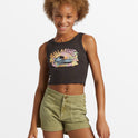 Girl's Heat Wave Cropped Tank Top - Off Black