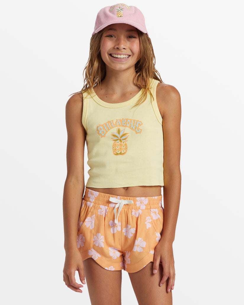 Girl's Stay Sunny Cropped Tank Top - Mellow Yellow