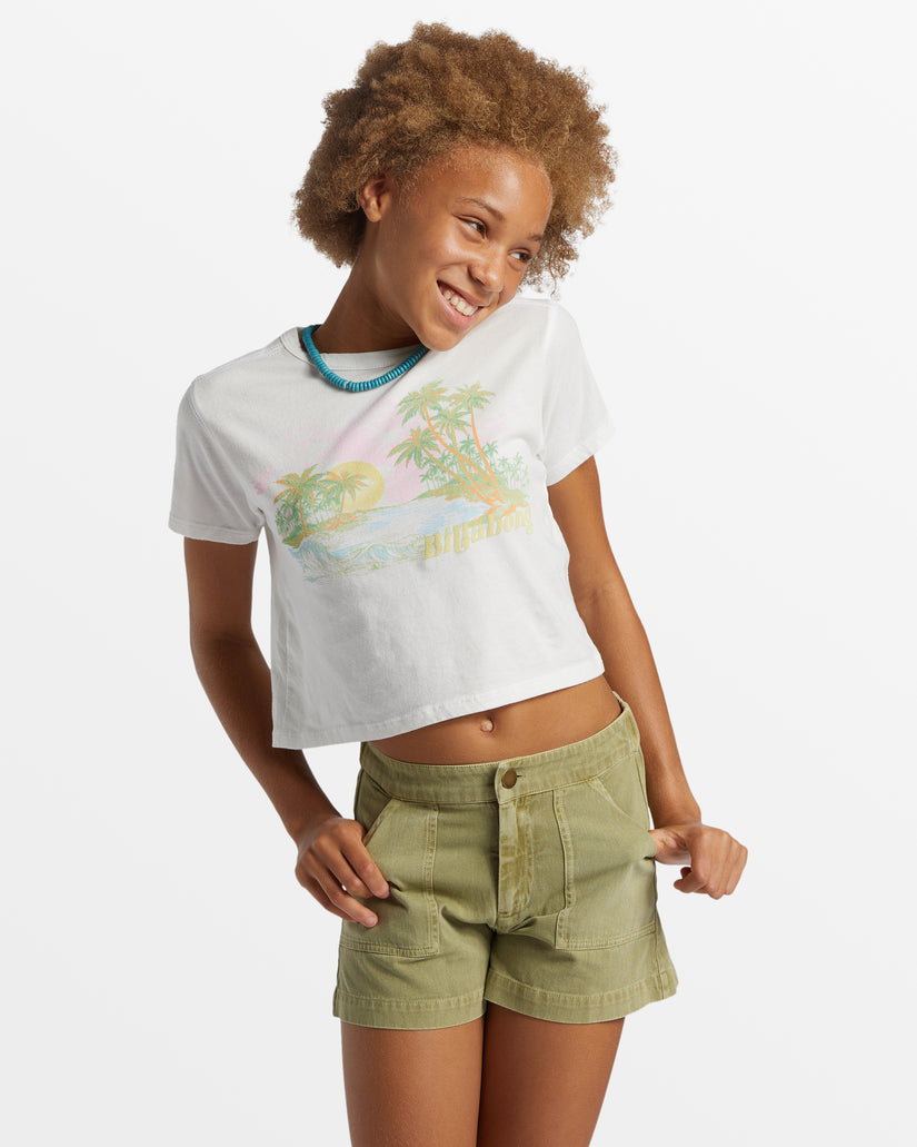 Girl's Beach Dream Cropped T-Shirt - Salt Crystal