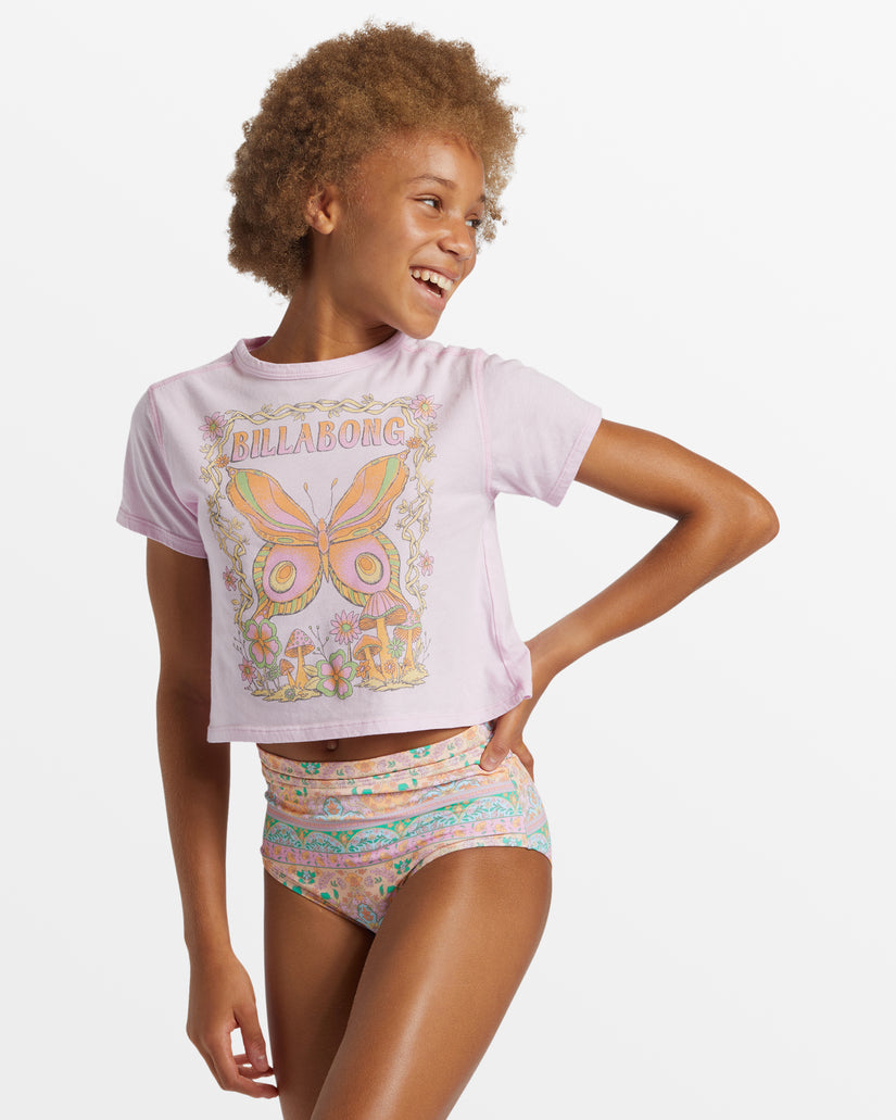 Girl's Butterfly Kiss Cropped T-Shirt - Sweet Pink