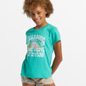 Girl's Peace And Love T-Shirt - Green Tropics
