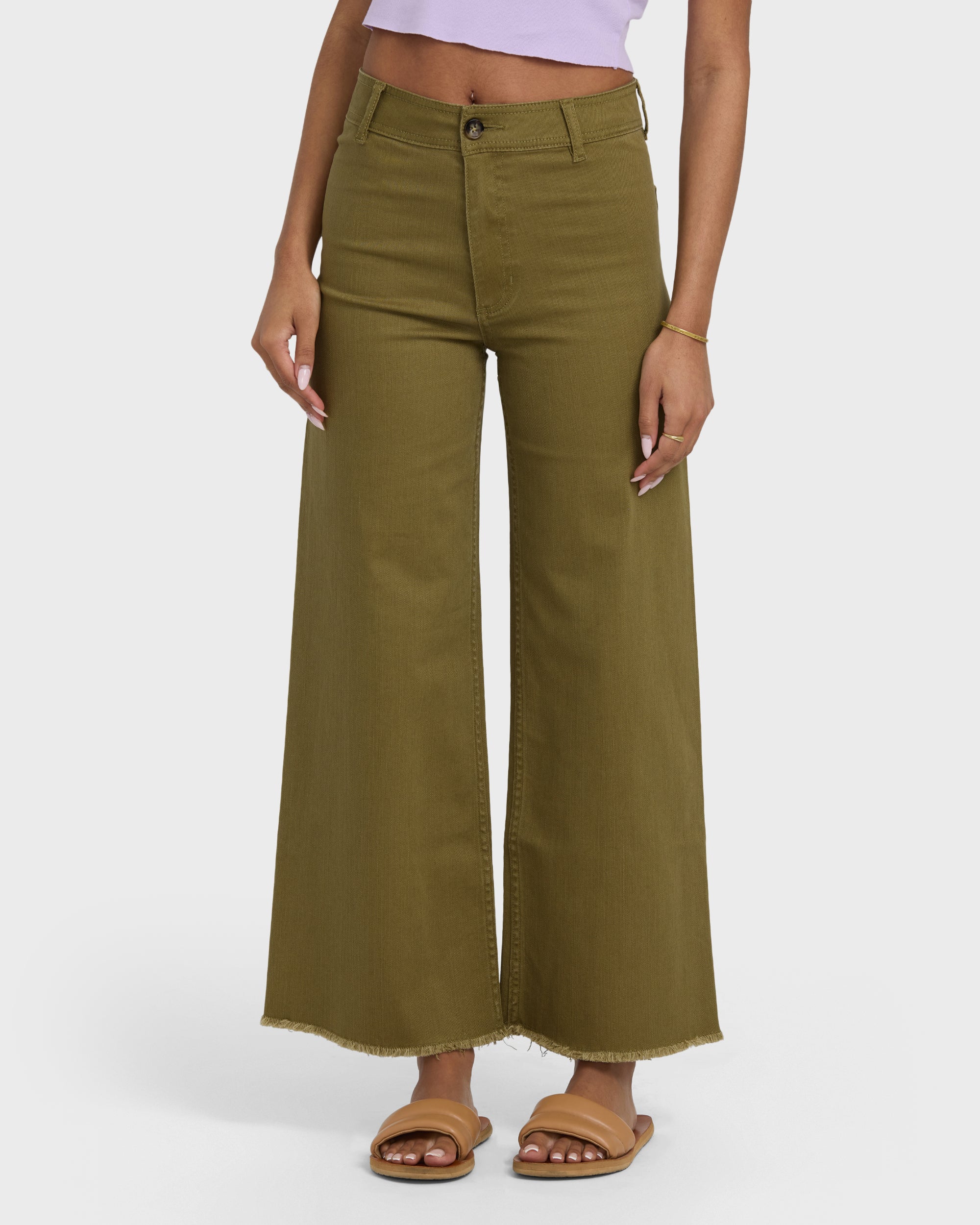 Free Fall High-Waist Twill Pants - Martini Olive | Billabong