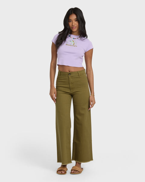 Free Fall High-Waist Twill Pants - Martini Olive | Billabong