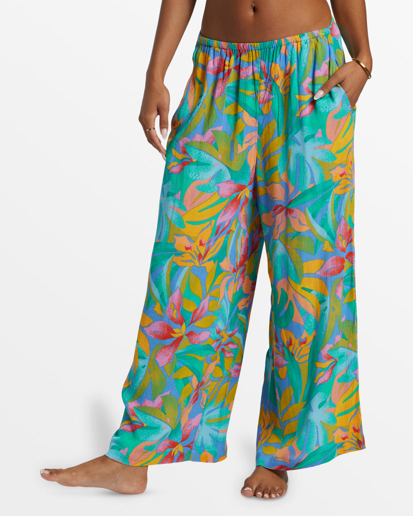 Sun Catcher Elastic Waist Printed Pants - Marina