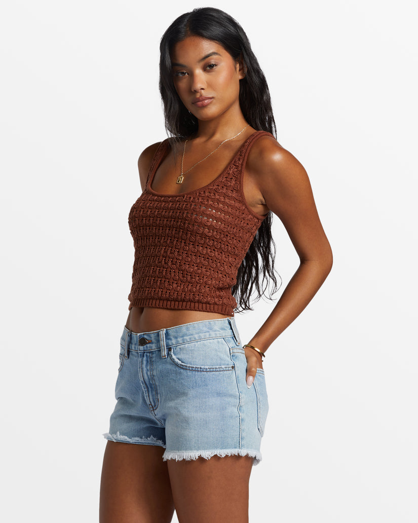 Hot Shot Crochet Tank Top - Toasted Coconut