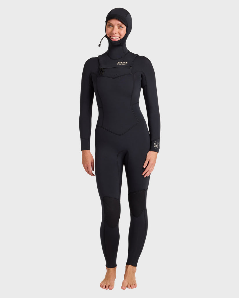 5/4mm Salty Dayz Chest Zip Hooded Full Wetsuit - Black