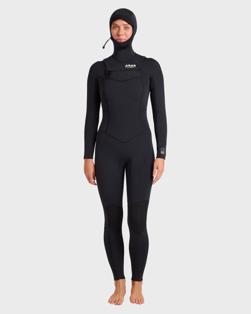 5/4mm Salty Dayz Chest Zip Hooded Full Wetsuit - Black