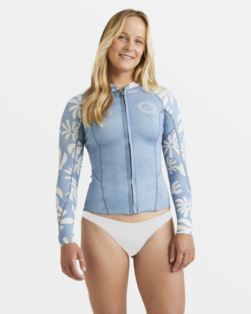 1/1mm Peeky Natural Upcycler Front Zip Wetsuit Jacket - Blue 