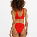 Good Vibes Aruba Moderate Bikini Bottoms - Sunset Red