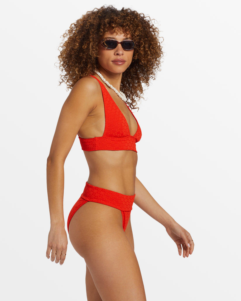 Good Vibes Aruba Moderate Bikini Bottoms - Sunset Red