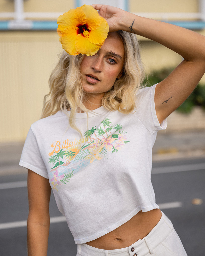 By The Sea Cropped T-Shirt - Salt Crystal