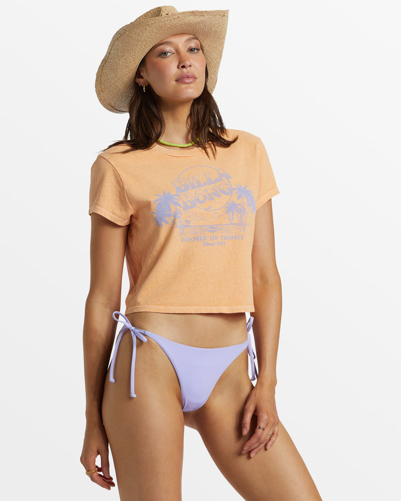 Hooked On Tropics Cropped T-Shirt - Tangy Peach