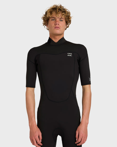 Billabong ショートスプリング 2mm チェストジップ 2/2mm Absolute Florida Short Sleeve Springsuit - Black | Billabong