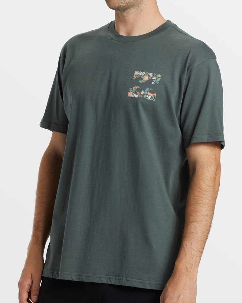 Crayon Wave TShirt Slate Green Billabong