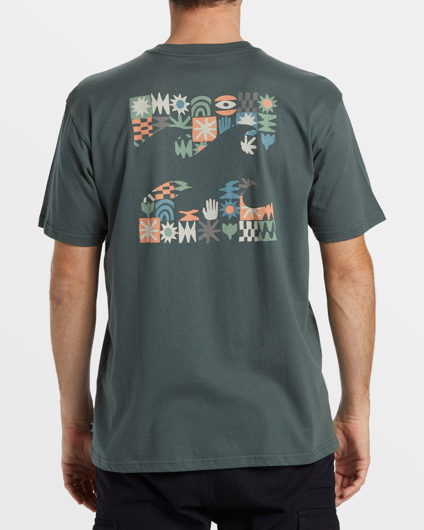 Crayon Wave TShirt Slate Green Billabong