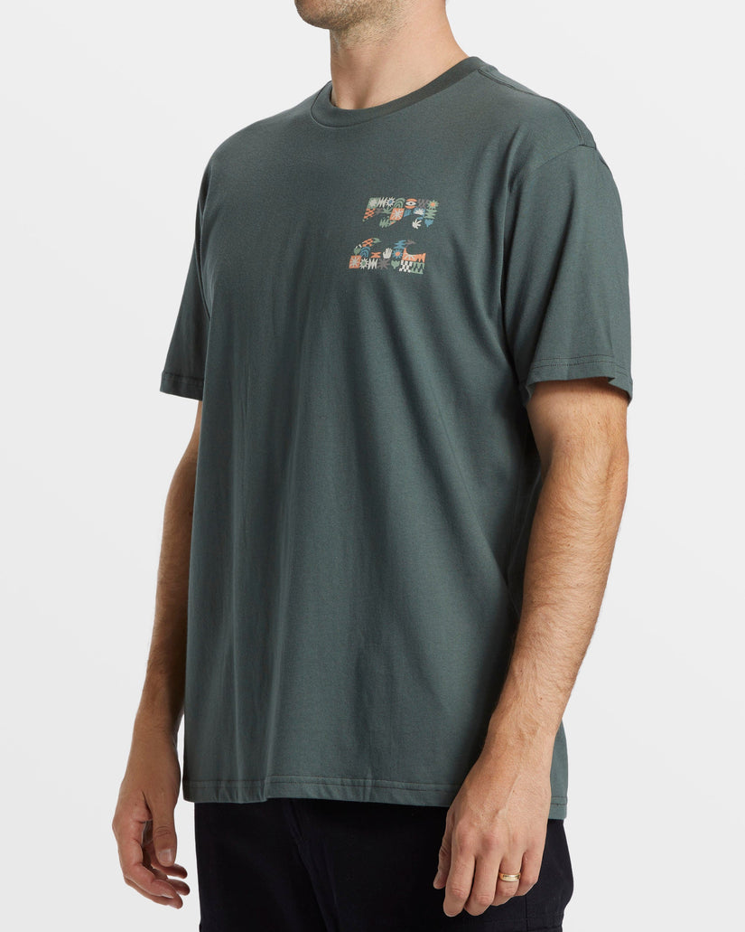 Crayon Wave TShirt Slate Green Billabong