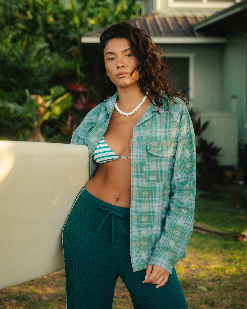 Coastal Breeze Long Sleeve Shirt - Mineral Blue