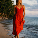 Such A Trip Midi Dress - Red Aloha
