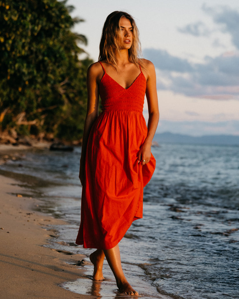 Such A Trip Midi Dress - Red Aloha