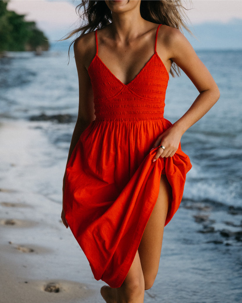 Such A Trip Midi Dress - Red Aloha
