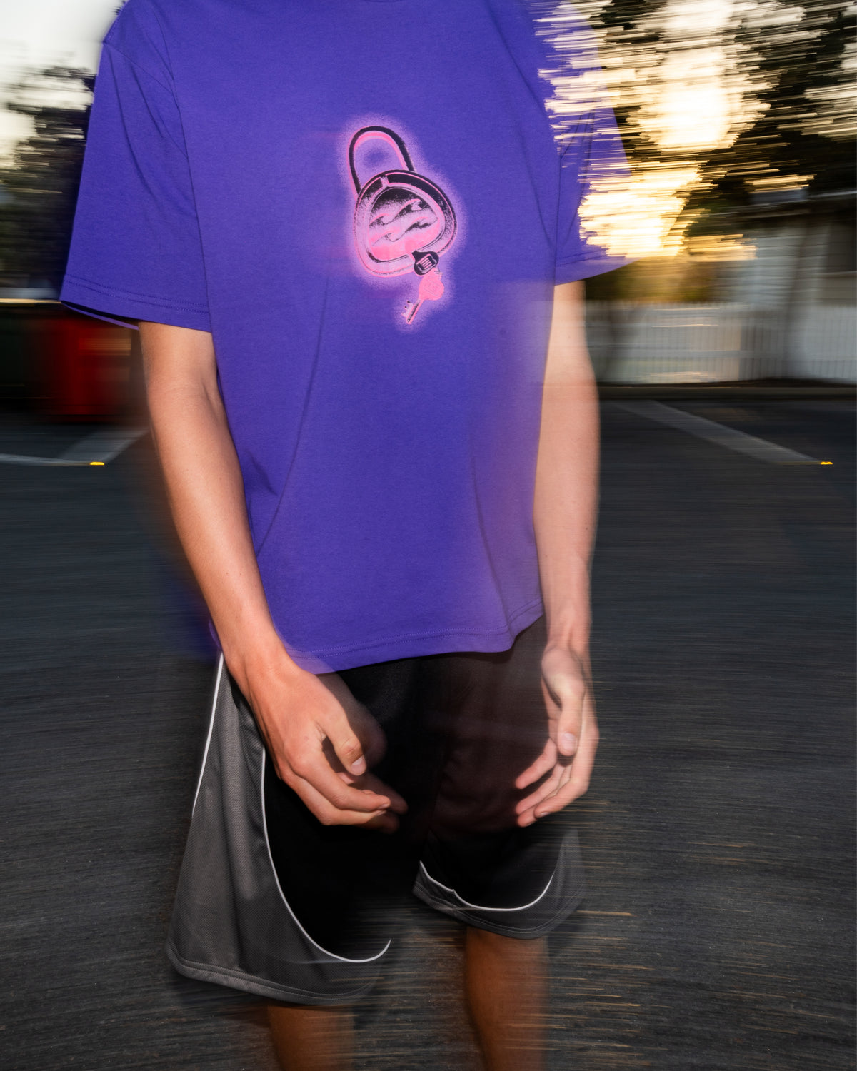 Spec Lock Short Sleeve Knit T-Shirt - Purple