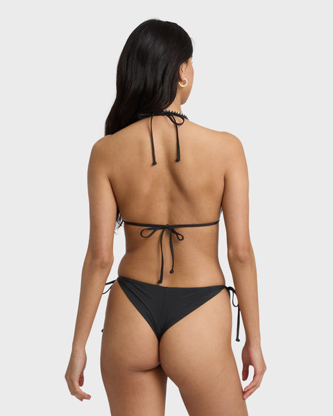 Sol Searcher Tie-side Tanga Skimpy Bikini Bottom - Black Pebble